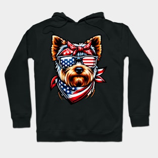 USA 4th Of July Patriotic American Yorkshire Terrier flag us Hoodie